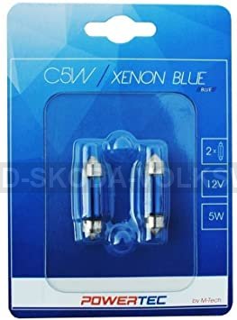 2KS LED ŽÁROVKA M-TECH POWERTEC 12V C5W SV8.5-8 T10.5x38 XENON BLUE (PRO OSVĚTLENÍ INTERIÉRU)